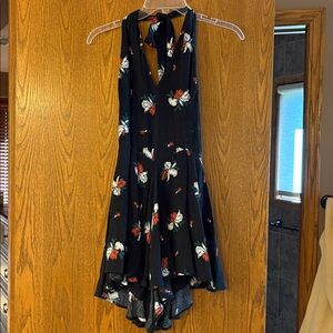 Free People Black Floral Halter Dress